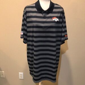 Nike Dri Fit On Field Apparel Denver Broncos Polo with Blue & White Stripes-XXL